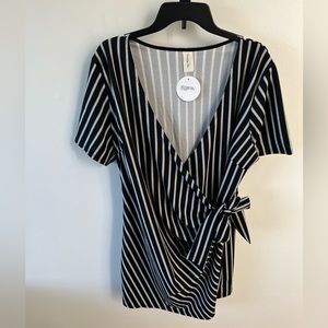 Striped Wrap Front Romper